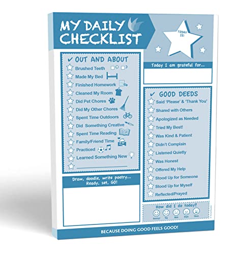 InnerGuide Daily Checklist for Kids – Fun Tear off Planning Pad – 90 Days – Chore List – Educational Tool for Teaching Life Skills to Children Planners