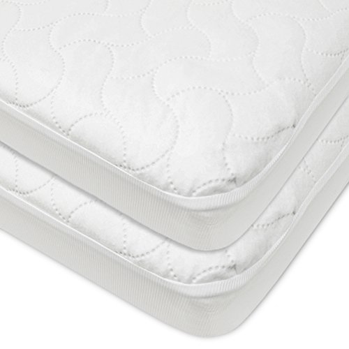 American Baby Company Waterproof Fitted Pack N Play Playard Protective Pad Cover, White (Pack of 2), for Boys and Girls