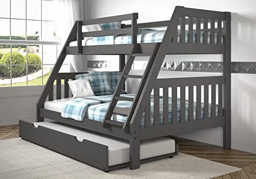 DONCO Twin/Full Dark Grey Mission Bunk Bed with Twin Trundle