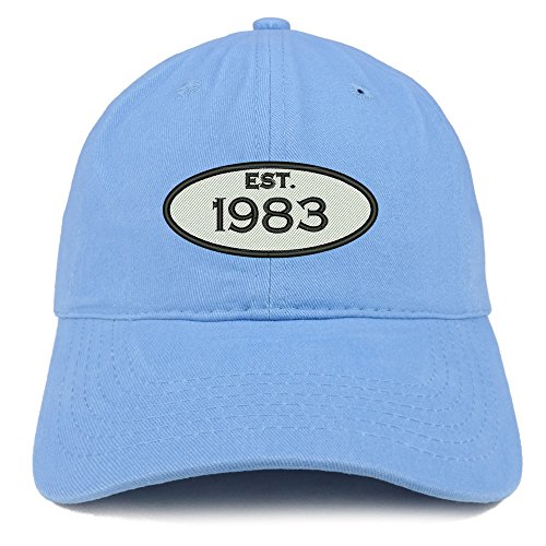 Trendy Apparel Shop Established 1983 Embroidered 40th Birthday Gift Soft Crown Cotton Cap – Carolina Blue