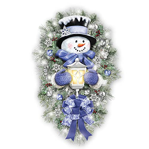 The Bradford Exchange Thomas Kinkade A Warm Winter Welcome Illuminated Holiday Snowman Wreath