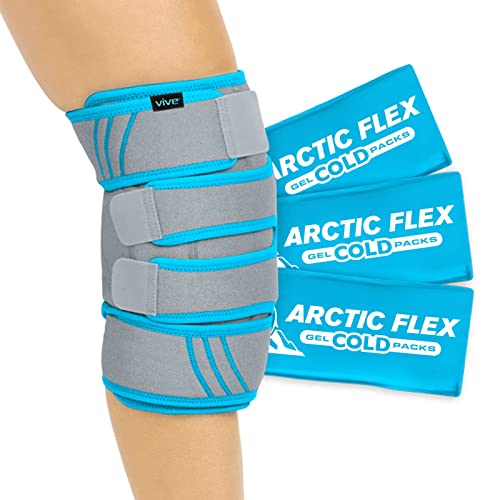 Vive Knee Ice Pack Wrap – Cold/Hot Gel Compression Brace – Heat Support Strap for Arthritis Pain, Tendonitis, ACL, Athletic Injury, Osteoarthritis, Women, Men, Running, Meniscus and Patella Surgery