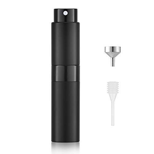Lisapack 8ML Atomizer Perfume Spray Bottle for Travel, Empty Refillable Cologne Dispenser, Portable Sprayer (Matte Black)