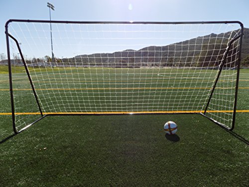Vallerta® 12 x 6 Ft. Black Powder Coated Galvanized Steel Soccer Goal w/ Net. 12×6 Foot AYSO Regulation Size Portable Training Aid. Ultimate Backyard Goal, All Weather, One Year Warranty. New