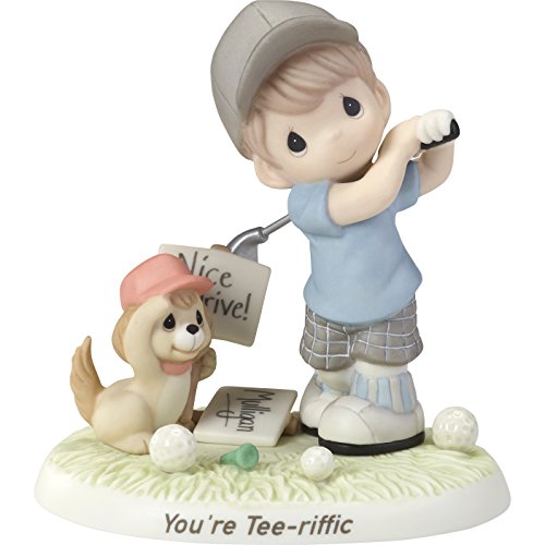 Precious Moments You’re Tee-Riffic Golfing Boy with Dog Bisque Porcelain Home Decor Collectible Figurine 173010