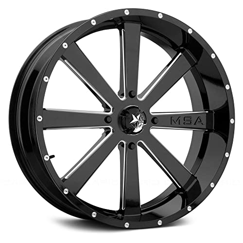 MSA Offroad Wheels M34 FLASH Gloss Black Milled Wheel with Aluminum (20 x 7. inches /4 x 156 mm, 0 mm Offset)
