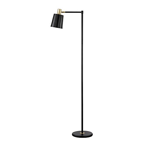 Globe Electric 12916 60″ Floor Lamp, Black, Satin Finish, Gold Accents, Floor Lamp for Living Room, Floor Lamp for Bedroom, Home Improvement, Reading Lamp, Home Office Accessories, Room Décor