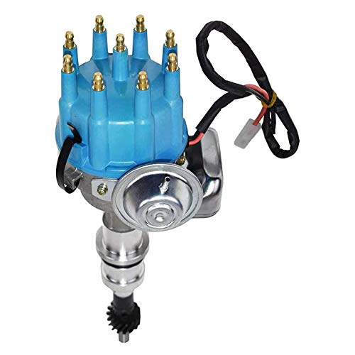 A-Team Performance – R2R Ready To Run – Complete Distributor Compatible with Ford Windsor V8 221, 260, 289, 302 Small Block SBF 289 302 Two-Wire Installation Blue Cap