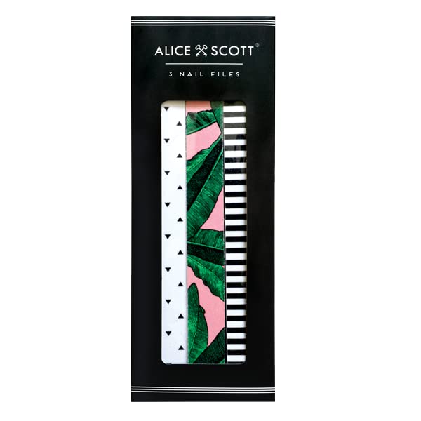 Portico Designs Nail Files Alice Scott London Gift Boxed Nail File Set, 3-Count, Assorted Designs