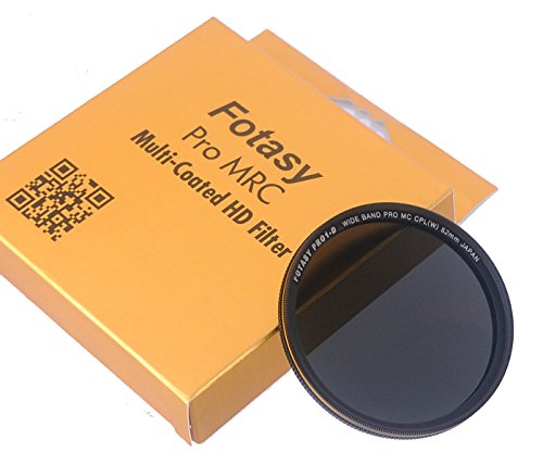 Fotasy 52mm Ultra Slim Circular PL Lens Filter, Nano Coatings MRC Multi Resistant Coating Oil Water Scratch, 16 Layers Multi-Coated 52mm CPL Filter