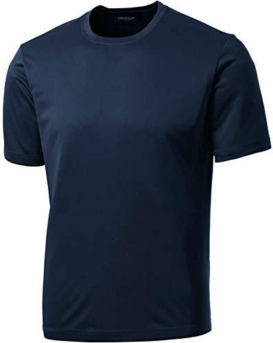 DRIEQUIP Men’s Short Sleeve Moisture Wicking Athletic T-Shirt-Navy-4XL