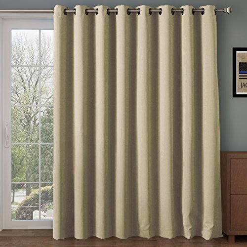 RHF Wide Thermal Blackout Patio Door Curtain Panel, Sliding Door Curtains,Thermal Curtains,Grommet Curtains, Extra Wide Curtains, Curtains for Sliding Glass Door:100W by 108L Inches- Biscotti Beige