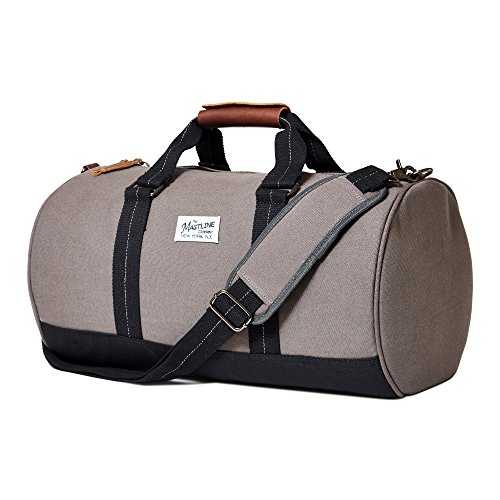THE MASTLINE Co. | Hudson Barrel Duffel Travel Bag | Canvas & Leather (Dark Grey)