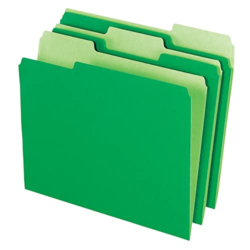 Office Depot File Folders, Letter, 1/3 Cut, Bright Green, Box Of 100, 97664