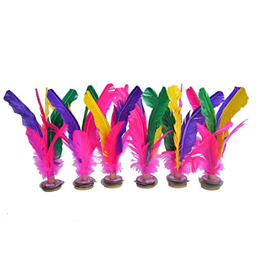 Baitaihem 6 Pack Kick Shuttlecock Chinese Jianzi Colorful Feather Foot Sports Outdoor Toy Game
