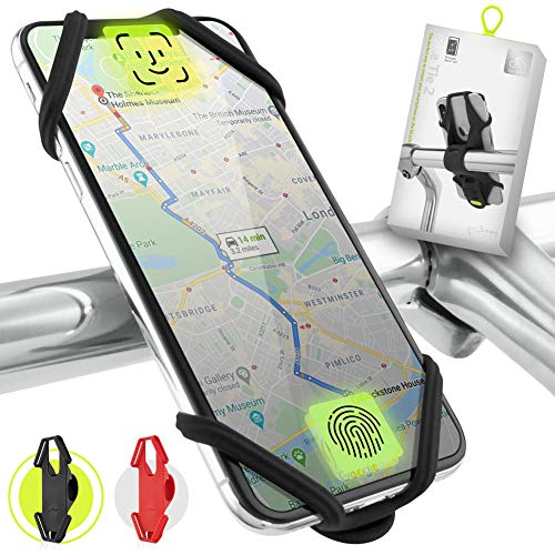 Bone】 Bike Tie 2, Universal Bike Phone Mount for Handlebar, Bicycle Scooter Moped Handlebar Stroller Cell Phone Holder for iPhone 13 12 11 Pro Max Mini XS XR 8 7 6 Plus (Black)