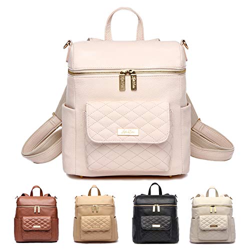 Petit Monaco Diaper Bag Backpack by Luli Bebe – Designer Modern Vegan Leather Diaper Bag Backpack with Gender Neutral Design, Cute Mini Diaper Bag Backpack (Pastel Pink)
