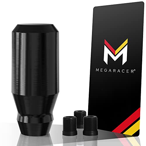 Mega Racer 8cm Black Aluminum Shift Knob – for Buttonless Automatic and 4, 5 and 6 Speed Manual Transmission Vehicles, Interior Automotive Replacement Parts, 1 Piece