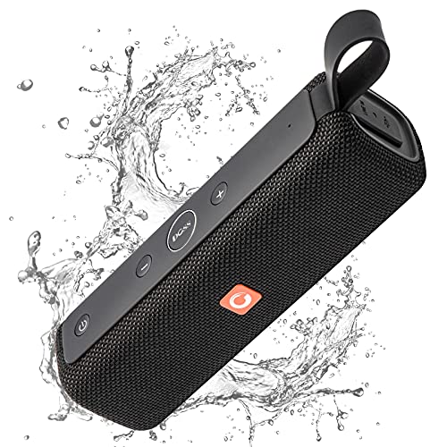 DOSS Bluetooth Speaker, E-go II Portable Speaker with 12W Superior Sound and Loud Bass, IPX6 Waterproof, Built-in Mic, 12H Playtime, Waterproof Speaker for Pool, Beach, Outdoor, and Travel – Black