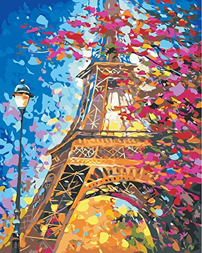 DIY Painting by Numbers for Adults, Paint by Number Kit On Canvas for Painting Lovers, Gift Package from SEASON (Eiffel Tower)