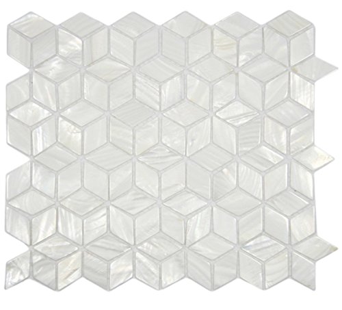 AFSJ White Rhombus Mother of Pearl Mosaic Tile for Bathroom/Kitchen/Spa Backsplash (6 Sheets)