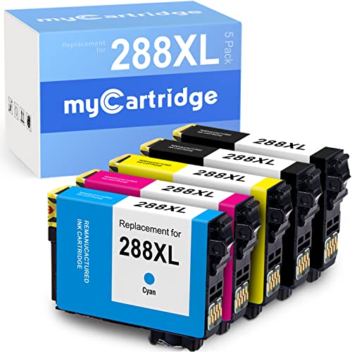 MYCARTRIDGE Remanufactured Ink Cartridge Replacement for Epson 288XL 288 XL (2 Black 1 Cyan 1 Magenta 1 Yellow, 5-Pack) Fit for Expression XP-440 XP-446 XP-330 XP-340 XP-430 XP-434 Printer