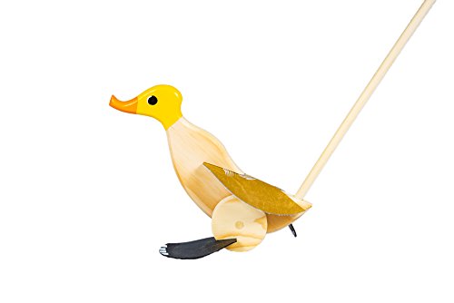 Wooden Push Toy Duck (Yellow) – 18 Months to 3 Years Old – Walking Toddler Toys Preschool Learning Activities Walking Baby Toys Learning Toys for Toddlers Develops Motor Skills
