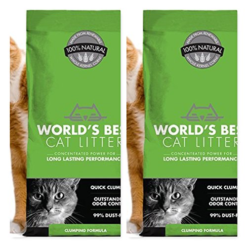 World’s Best 2 Pack Cat Litter Original Series 14 Pound Bags Each. Outstanding Odor Control, Quick Clumping & Pet, People & Planet Friendly.