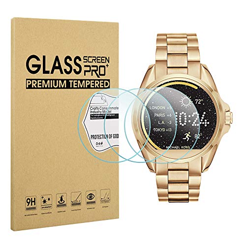 Diruite 3-Pack for Michael Kors Bradshaw Screen Protector, 2.5D 9H Hardness Tempered Glass Screen Protector for Michael Kors MKT5001 Smart Watch