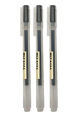 Muji Gel Ink Ball Point Pen, Black, 0.5mm, Pack of 3 (Japan Import)