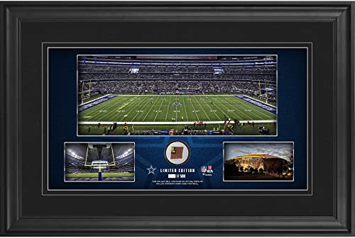 Dallas Cowboys Framed 10″ x 18″ Stadium Panoramic Collage with Game-Used Football – Limited Edition of 500 – NFL Game Used Football Collages