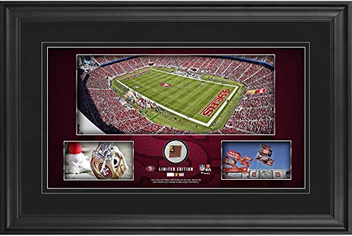 San Francisco 49ers Framed 10″ x 18″ Stadium Panoramic Collage with Game-Used Football – Limited Edition of 500 – NFL Game Used Football Collages