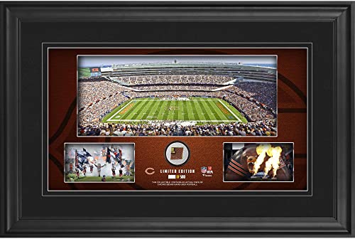 Chicago Bears Framed 10″ x 18″ Stadium Panoramic Collage with Game-Used Football – Limited Edition of 500 – NFL Game Used Football Collages