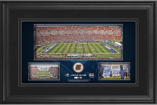 Los Angeles Rams Framed 10″ x 18″ Stadium Panoramic Collage with Game-Used Football – Limited Edition of 500 – NFL Game Used Football Collages