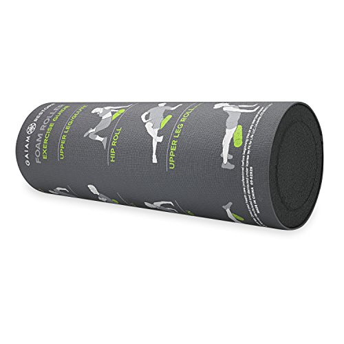 Gaiam Restore Foam Roller with Self-Guided Exercise Illustrations Printed on Massage Roller, 18 Inch