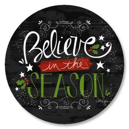 Believe In The Season Christmas Envelope Seals – Set of 144 1-1/2″ diameter Self-Adhesive, Flat-Sheet holiday sticker Seals