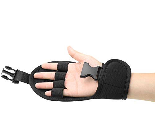 Biange Finger Splint Brace Ability, Rehabilitation Finger Gloves with stroke Hand Splint, Use for Brace Elderly Fist Stroke Hemiplegia Hand Training, Single Hand Grip Exercise (Black)