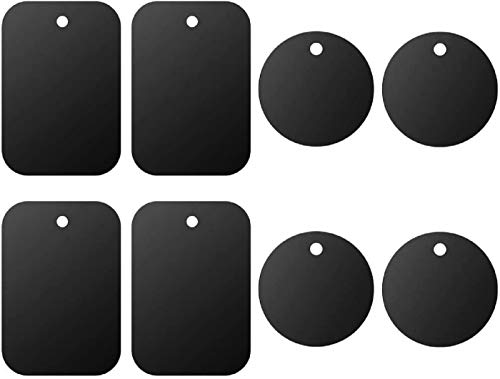 DSTELIN Universal Metal Plate 8 Pack for Magnetic Phone Car Mount Holder Cradle with Adhesive (Compatible with Magnetic Mounts) – 4 Rectangle and 4 Round, Black
