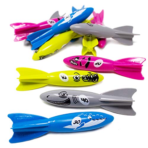 Boley Dive Torpedo Swim Toys – 12 Pk Sinking Swimming Pool Toys for Kids – Pool Diving Toys & Water Games