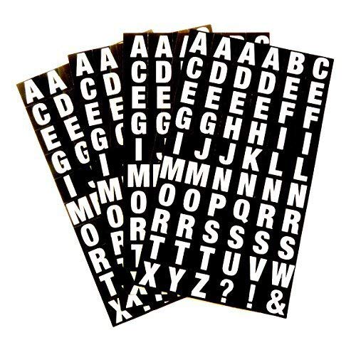 Small Alphabet A-Z Stickers, White Letters on Black 10mm (0.4 inch) Square Sticky Labels