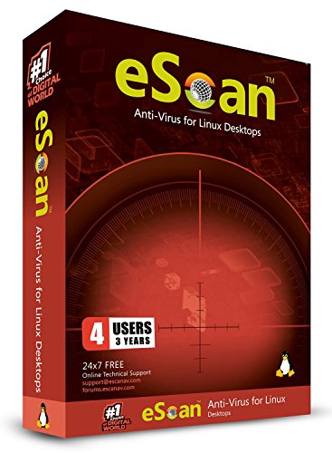 eScan Antivirus for Linux Desktop Automatic Scanner Security Software Maximum Antivirus protection | 4 Devices 3 Years | Linux software 2019