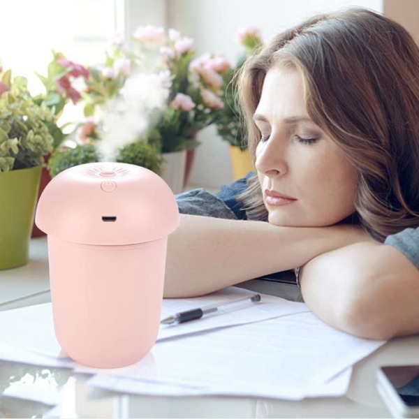 Aphrodite Portable Mini 200ml Cool Mist Mushroom Lamp Humidifier Purifier with LED Lighting for Home Room Office Car Travel