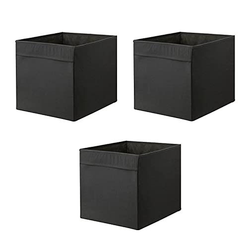 Ikea Drona Box (Black, 3 Pack (L:15″ x W:13″ x H:13″))