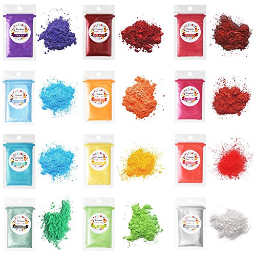 12 Colors Mica Powder Pigments Soap Dye for Soap Coloring – Soap Making Colorants Set – 0.18oz 12 Bags – Skin Safe for DIY Soaps, Bath Bombs, Candle Making, Nail Polishes, Resin Makeup Dye.