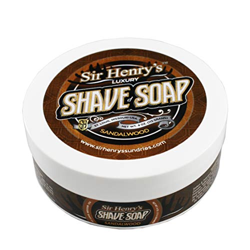 Luxury Shaving Soap with Real Sandalwood, Lavender, and Vanilla Essential Oils. Rich Lather Gives a Smooth Comfortable Shave. Unisex, by Sir Henry’s