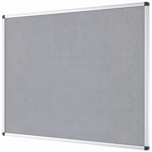VIZ-PRO Notice Board Felt Gray, 48 X 36 Inches, Silver Aluminium Frame