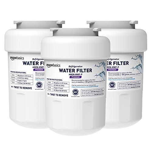 Amazon Basics Replacement GE MWF Refrigerator Water Filter Cartridge – Pack of 3, Premium Filtration