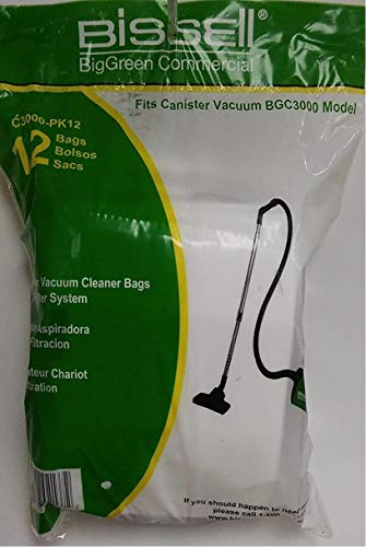 Bissell Big Green Commercial Paper Vacuum Bags – 12-Pack, 2.25-Gallon Capacity, Model Number C3000-PK12