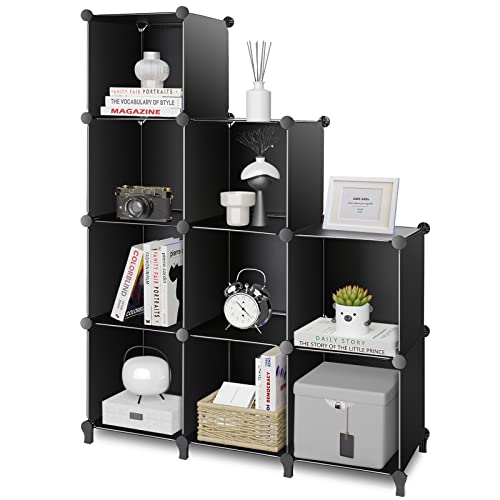 TomCare Cube Storage 9-Cube Closet Organizer Shelves Plastic Storage Cube Organizer DIY Closet Organizer Storage Cabinet Modular Book Shelf Shelving for Bedroom Living Room Office, Black