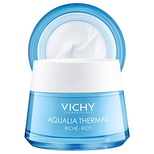 Vichy Aqualia Thermal Rich Face Cream Moisturizer for Dry and Extra-Dry Skin, Facial Moisturizer with Hydrating Natural Origin Hyaluronic Acid, Soothe and Moisturize, Paraben-Free